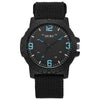 Wholesale Fashion Digital Men's Watch With Canvas Strap And Round Dial Metal Case Pin Buckle Ordinary Glass Mirror Leisure Style