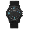 Wholesale Fashion Digital Men's Watch With Canvas Strap And Round Dial Metal Case Pin Buckle Ordinary Glass Mirror Leisure Style