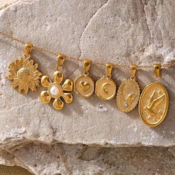 Wholesale Fashion Diy Jewelry Ferris Wheel Pendant Accessories With Natural Geometric Elements Stainless Steel 18K Gold Electroplated