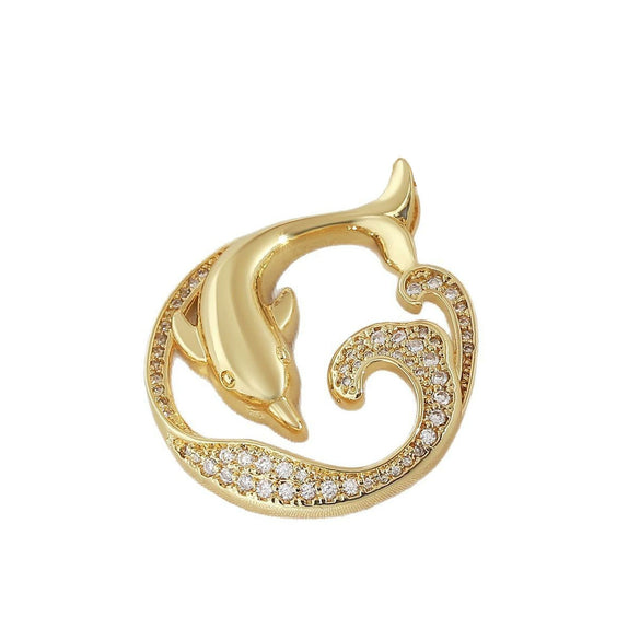 Wholesale Fashion Dolphin Seahorse Turtle Pendant Diy Necklace Jewelry Accessories Copper 18K Gold Plated