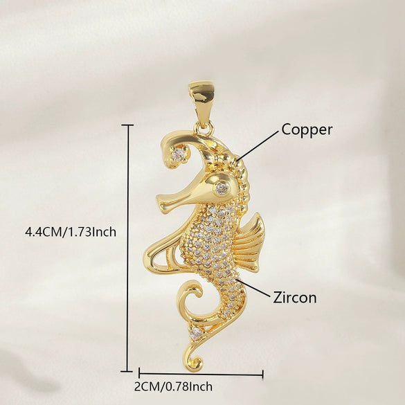 Wholesale Fashion Dolphin Seahorse Turtle Pendant Diy Necklace Jewelry Accessories Copper 18K Gold Plated