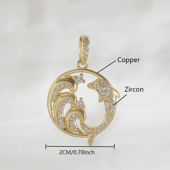 Wholesale Fashion Dolphin Seahorse Turtle Pendant Diy Necklace Jewelry Accessories Copper 18K Gold Plated