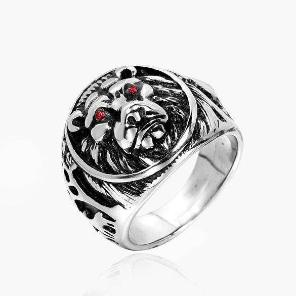 Wholesale Fashion Domineering Stainless Steel Lion Head Ring For Men Titanium Steel Polished