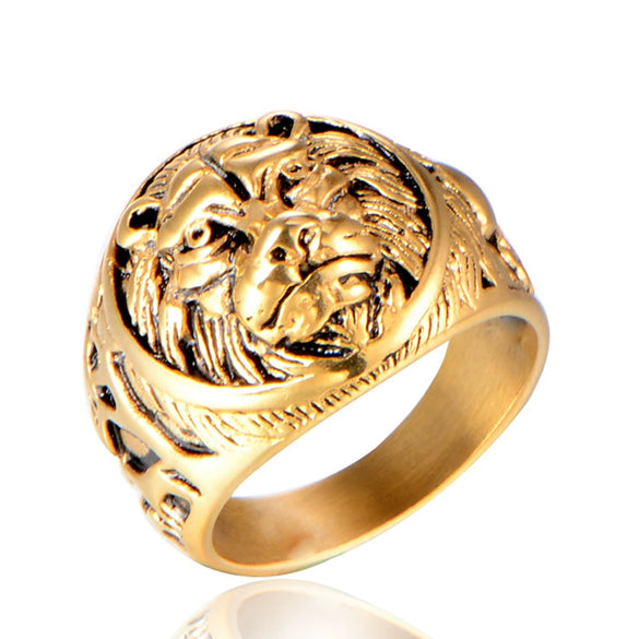 Wholesale Fashion Domineering Stainless Steel Lion Head Ring For Men Titanium Steel Polished