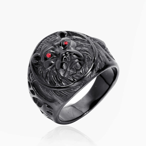 Wholesale Fashion Domineering Stainless Steel Lion Head Ring For Men Titanium Steel Polished