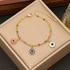 Wholesale Fashion Double Chain Stainless Steel Clavicle Chain Necklace With Dripping Oil Eyes Design