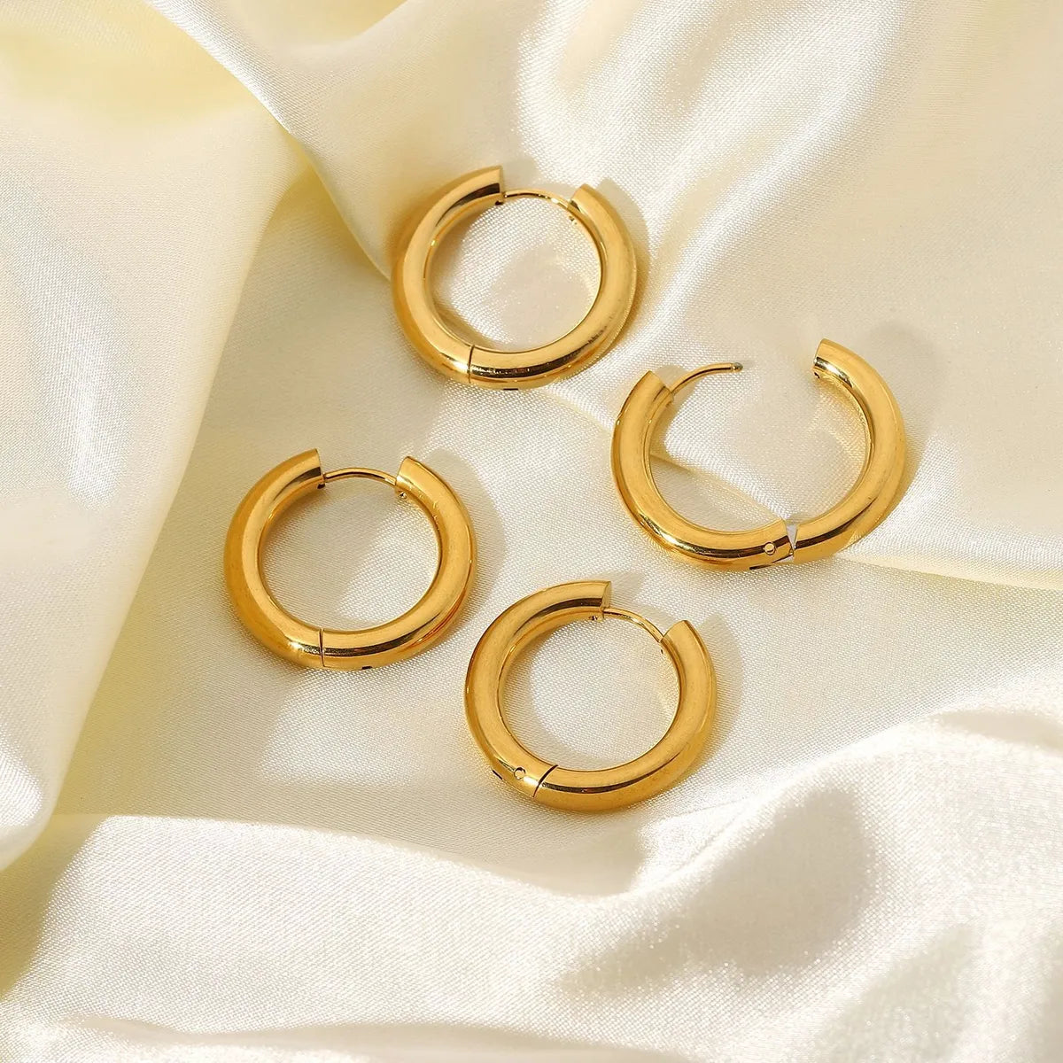 Circle Plating Stainless Steel No Inlaid Gold Plated Earrings