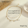 Wholesale Fashion Doublelayer Stacked Clavicle Chain Stainless Steel Bracelet With Geometric Pattern And Eightpointed Star Inlaid With Zircon For Women Electroplated