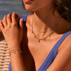Wholesale Fashion Doublelayer Stacked Clavicle Chain Stainless Steel Bracelet With Geometric Pattern And Eightpointed Star Inlaid With Zircon For Women Electroplated
