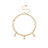 Wholesale Fashion Doublelayer Stacked Clavicle Chain Stainless Steel Bracelet With Geometric Pattern And Eightpointed Star Inlaid With Zircon For Women Electroplated