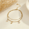Wholesale Fashion Doublelayer Stacked Clavicle Chain Stainless Steel Bracelet With Geometric Pattern And Eightpointed Star Inlaid With Zircon For Women Electroplated