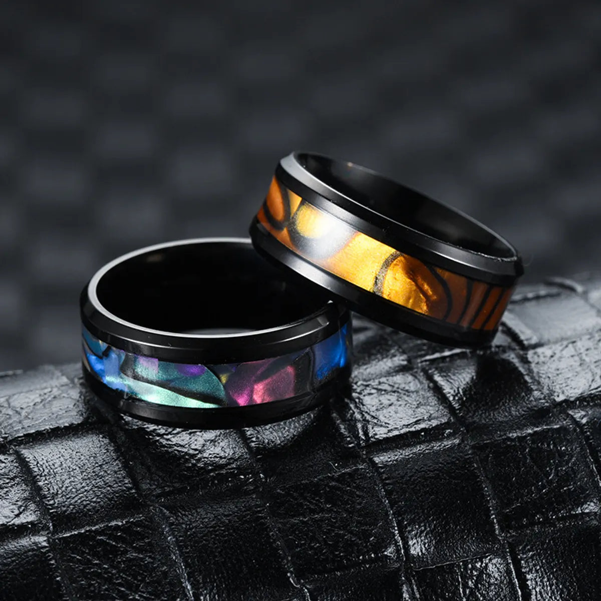 Wholesale Fashion Drip Oil Stainless Steel Couple Ring Gooddiy