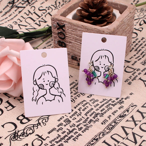100pcs/pack Wholesale Fashion Earrings and Necklace Label Cards Made of Paper for Stall Display with Printing