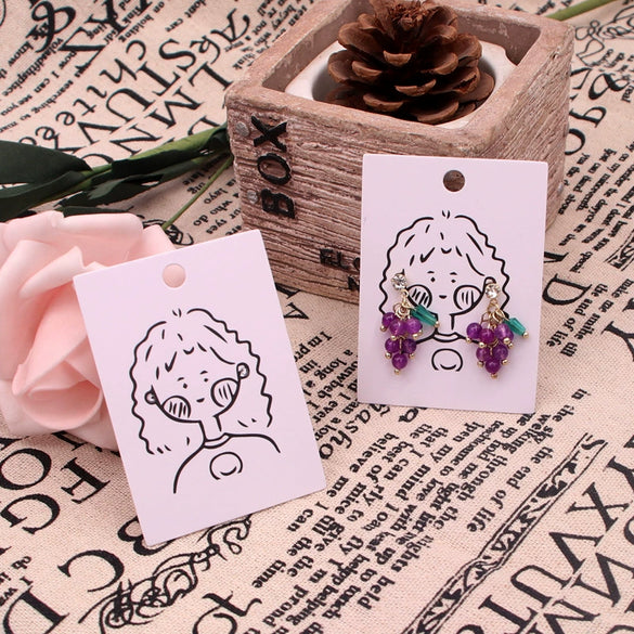 100pcs/pack Wholesale Fashion Earrings and Necklace Label Cards Made of Paper for Stall Display with Printing