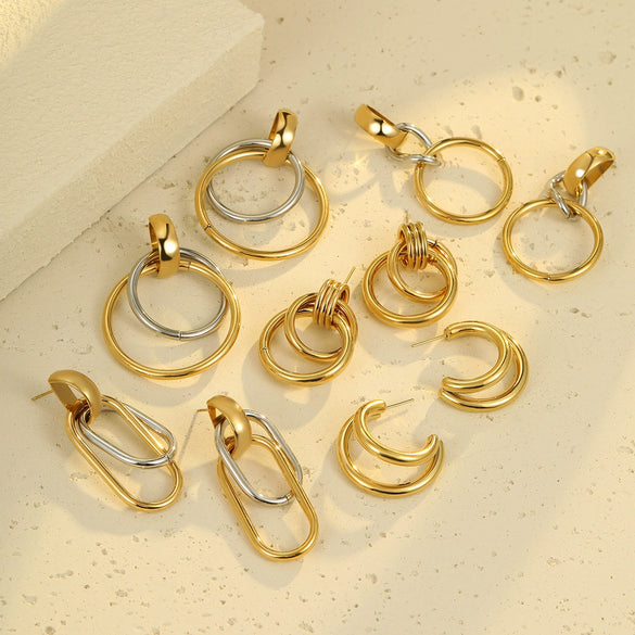 Wholesale Fashion Earrings Stainless Steel Geometric Jewelry For Women With Electroplating