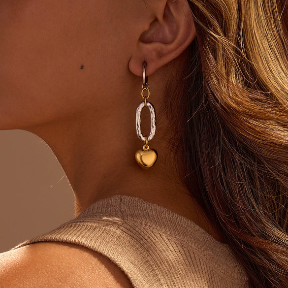 Wholesale Fashion Earrings Stainless Steel 18K Gold Plated Heart Shape Geometric Design