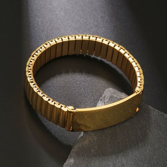 Wholesale Fashion Elastic Titanium Steel Bracelet With Geometric Style And Electroplating Design Unisex