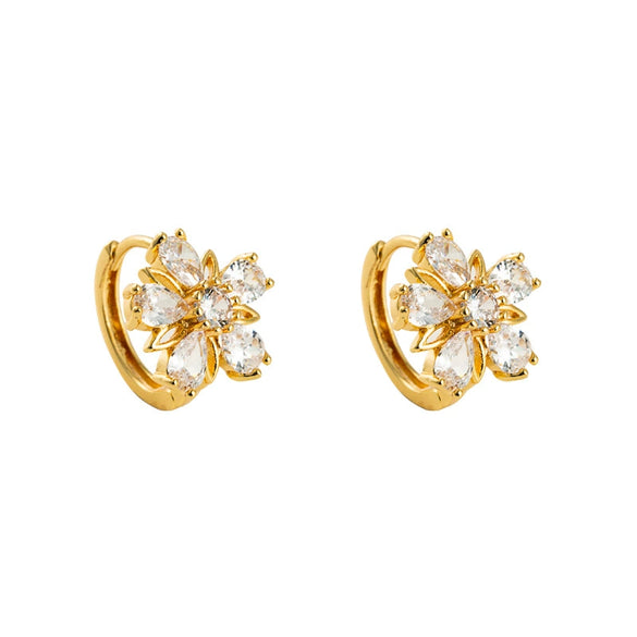 Wholesale Fashion Elegant Flower Earrings For Women Copper Microinlaid Zircon