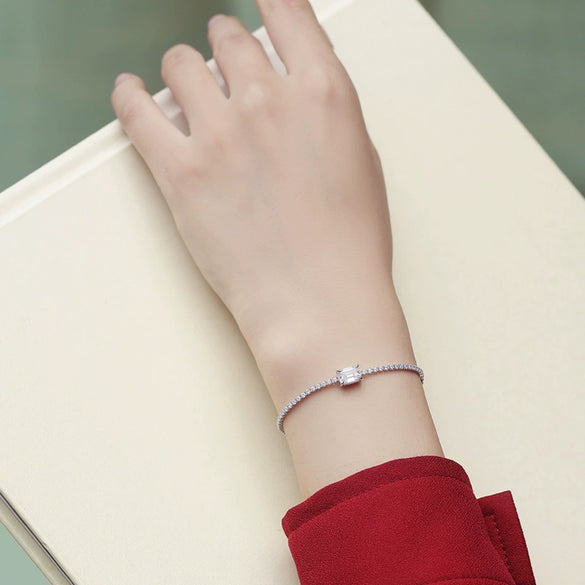Wholesale Fashion Elegant S925 Silver Moissanite Geometric Aurora Inlay Bracelet For Women