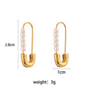 Wholesale Fashion Elegant Stainless Steel Pearl Pin Shape Electroplated Geometry Earrings For Women