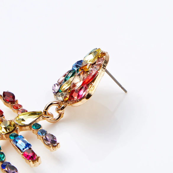 Wholesale Fashion Exaggerated Creative Acrylic Fishbone Colored Diamond Earrings