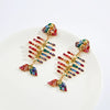 Wholesale Fashion Exaggerated Creative Acrylic Fishbone Colored Diamond Earrings