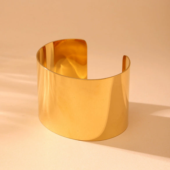 Wholesale Fashion Exaggerated Geometric Smooth Open Ferris Wheel Stainless Steel Goldplated Electroplated Light Luxury Bracelet