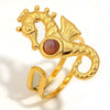 Wholesale Fashion Exaggerated Hand Jewelry Stainless Steel 18K Gold Plated Open Ring With Animal Zodiac Shape