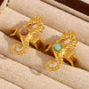 Wholesale Fashion Exaggerated Hand Jewelry Stainless Steel 18K Gold Plated Open Ring With Animal Zodiac Shape