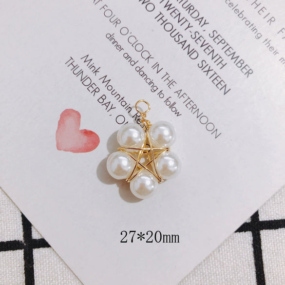 Wholesale Fashion Exquisite Crystal Pearl Bowknot And Fivepointed Star Pendant Earrings Jewelry Accessories With Electroplating Treatment