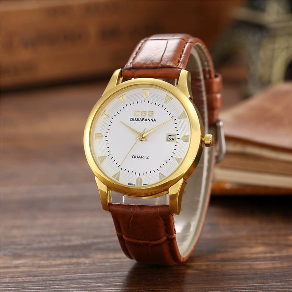 Wholesale Fashion Exquisite Trend Calendar Watch With Imitation Leather Strap And Alloy Case For Men And Women Leisure Style Round Dial