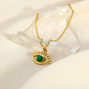 Wholesale Fashion Eyes Pendant Necklace In Stainless Steel With O Word Chain And Pvd Furnace Vacuum Real Gold Plating