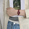 Wholesale Fashion Female Student Mini Dial Round Quartz Watch With Alloy Case And Pu Strap In Rose Red Candy Color