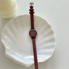 Wholesale Fashion Female Student Mini Dial Round Quartz Watch With Alloy Case And Pu Strap In Rose Red Candy Color