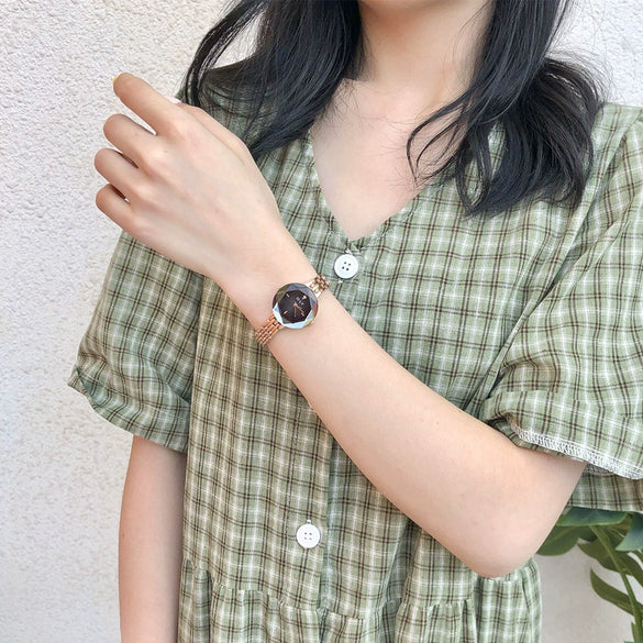 Wholesale Fashion Female Student Watch Alloy Case Stainless Steel Strap Round Dial