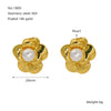 Wholesale Fashion Flower Leaf Titanium Steel Earrings Stainless Steel Gold Plated Water Plated For Women