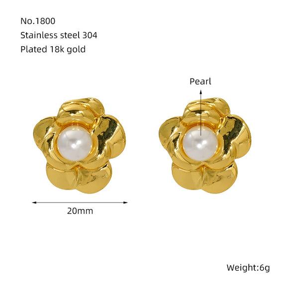 Wholesale Fashion Flower Leaf Titanium Steel Earrings Stainless Steel Gold Plated Water Plated For Women