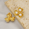 Wholesale Fashion Flower Leaf Titanium Steel Earrings Stainless Steel Gold Plated Water Plated For Women