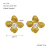Wholesale Fashion Flower Leaf Titanium Steel Earrings Stainless Steel Gold Plated Water Plated For Women