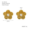 Wholesale Fashion Flower Leaf Titanium Steel Earrings Stainless Steel Gold Plated Water Plated For Women