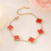 Wholesale Fashion Fourleaf Clover 18K Gold Plated Titanium Steel Motherofpearl Nonfading Women's Bracelet