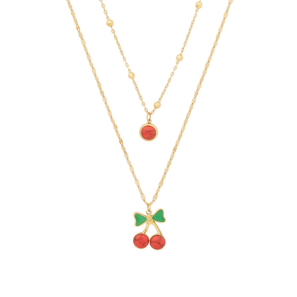 Wholesale Fashion Fruit Shaped Stainless Steel Pendant Necklace With O Chain And Electroplating Treatment For Women