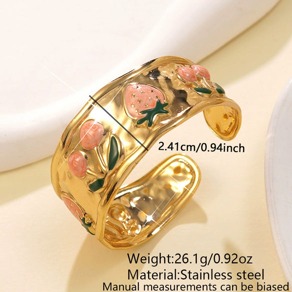 Wholesale Fashion Fruit Style Oil Dripping Stainless Steel Open Bracelet