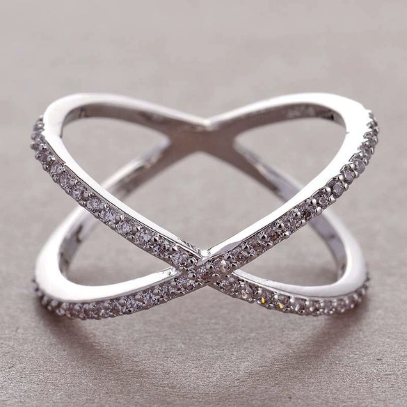Wholesale Fashion Geometric Copper Ring With Zirconia
