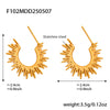 Wholesale Fashion Geometric Cshaped 316L Stainless Steel Sunflower Light Earrings With Furnace Vacuum Plating