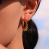 Wholesale Fashion Geometric Cshaped 316L Stainless Steel Sunflower Light Earrings With Furnace Vacuum Plating