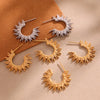 Wholesale Fashion Geometric Cshaped 316L Stainless Steel Sunflower Light Earrings With Furnace Vacuum Plating