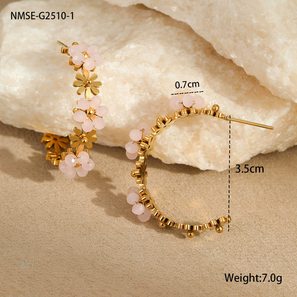 Wholesale Fashion Geometric Daisy Flower Stainless Steel Earrings With 18K Electroplating For Women