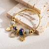 Wholesale Fashion Geometric Diamond Alloy Adjustable Couple Bracelet With Love Pendant