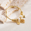 Wholesale Fashion Geometric Diamond Alloy Adjustable Couple Bracelet With Love Pendant